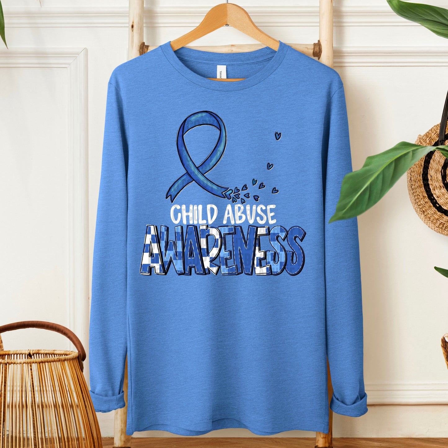 Child Abuse Awareness-white (checkered blue)