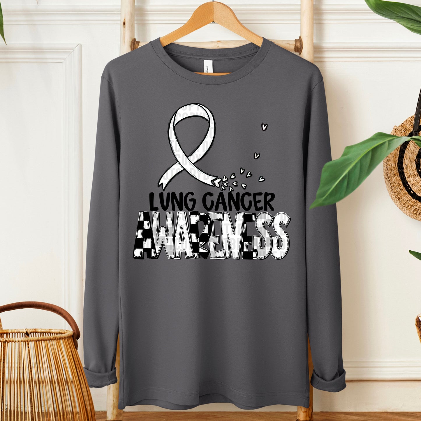 Lung Cancer Awareness-black (checkered white)