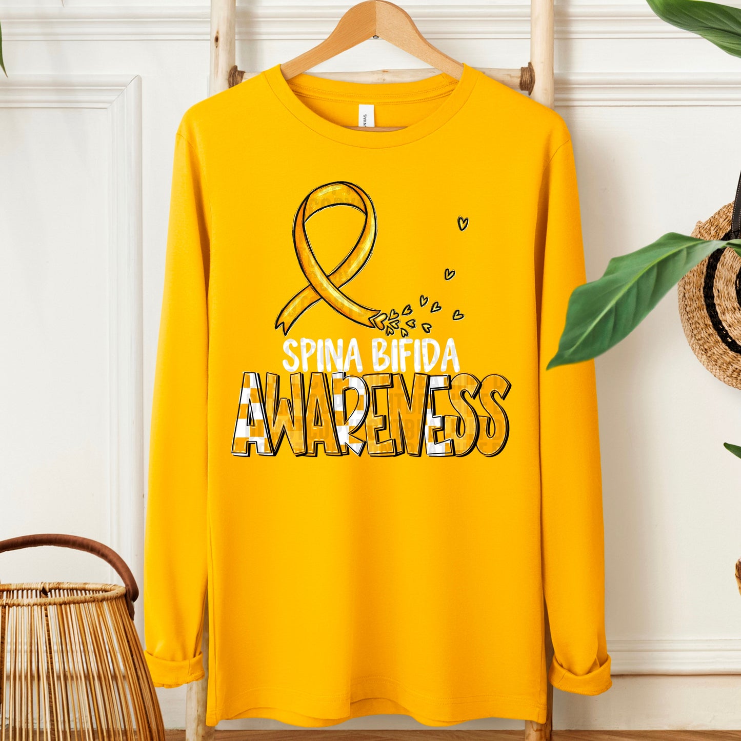 Spina Bifida Awareness-white (checkered yellow)