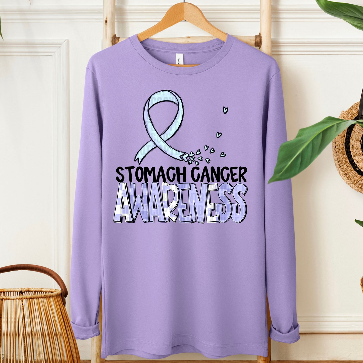 Stomach Cancer Awareness-black (checkered purple)