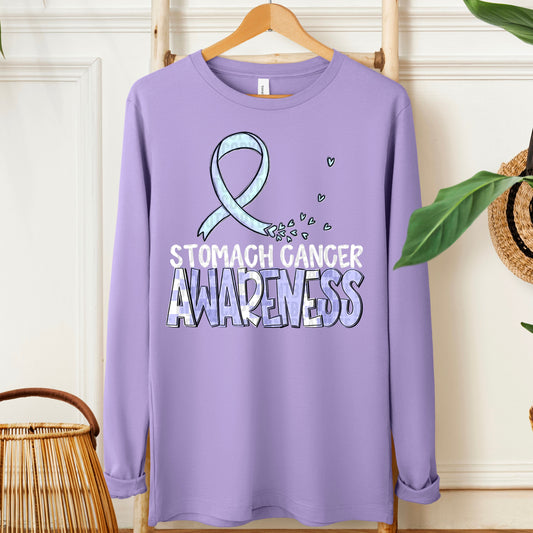 Stomach Cancer Awareness-white (checkered purple)
