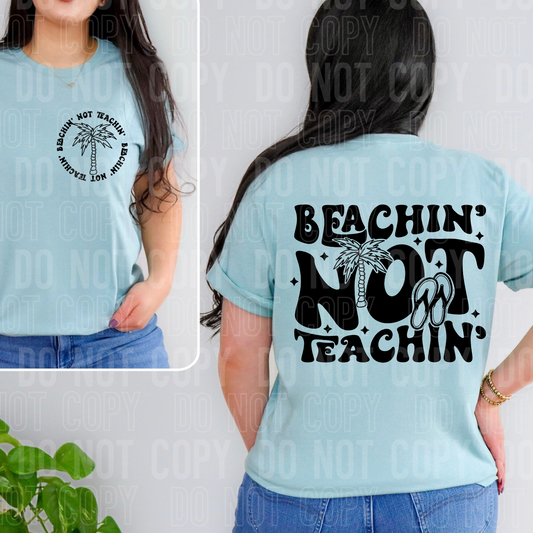 Beachin' not teachin'-black (front)