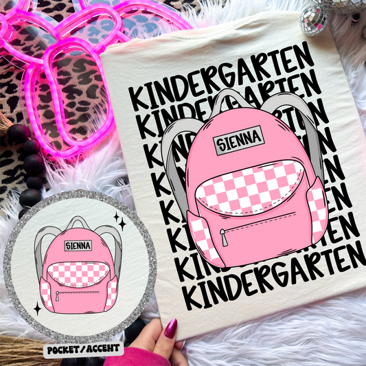 Customizable Pink Kindergarten Backpack (back/black)
