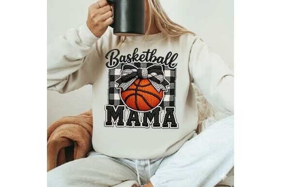 Basketball MAMA Faux Crochet Bow DTF Transfer