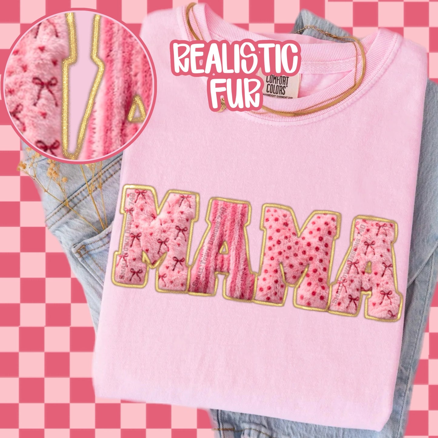 MAMA Realistic Fur Letter DTF Transfer