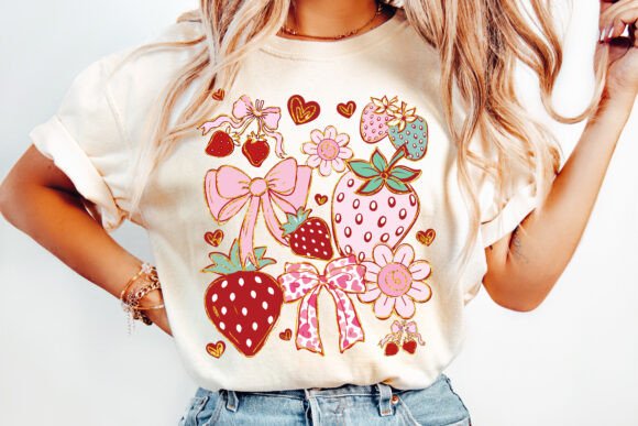 Boho strawberry collage