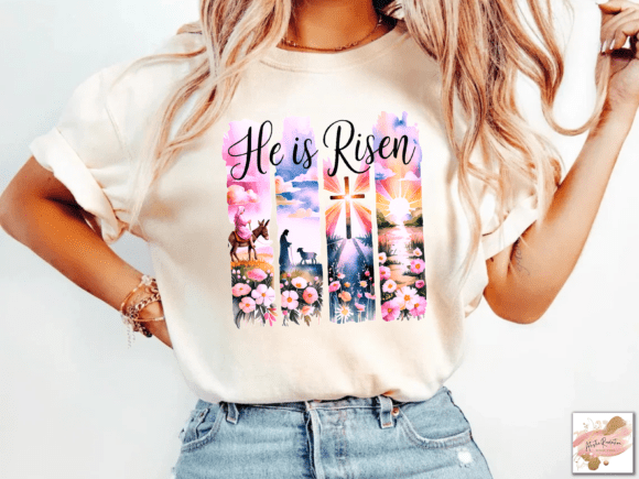 He Is Risen Floral Brushstroke Easter DTF Transfer