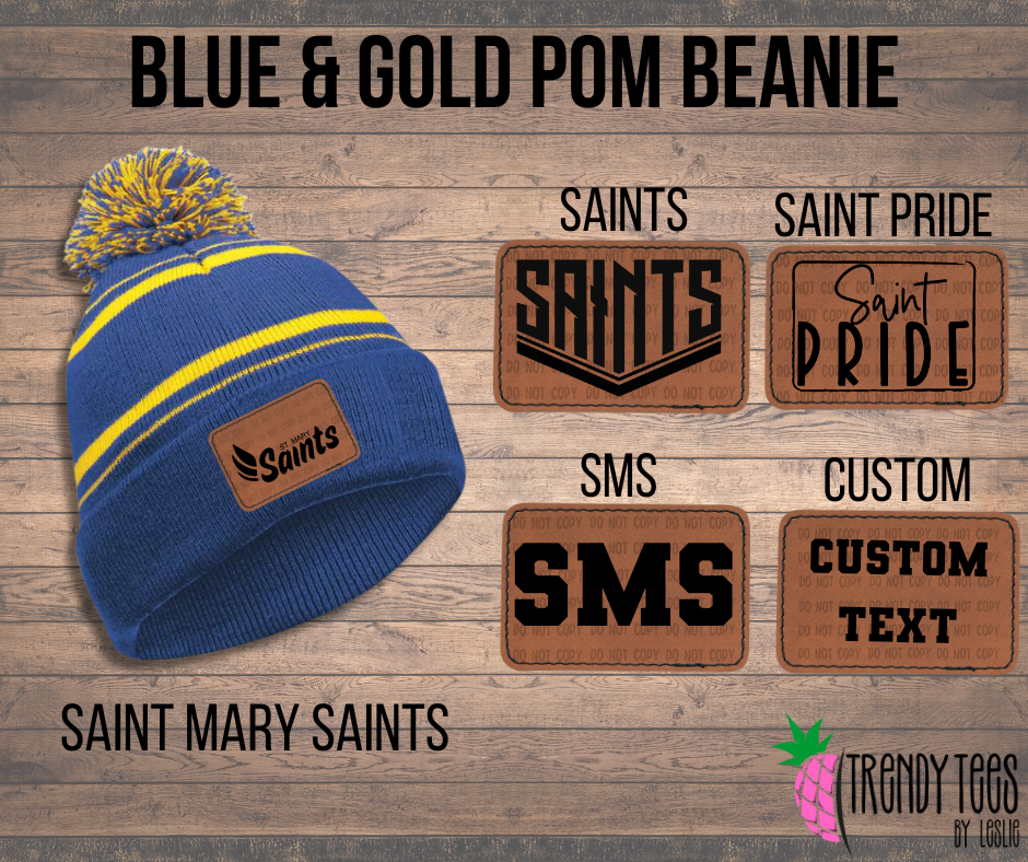 Blue & Gold Pom Beanie