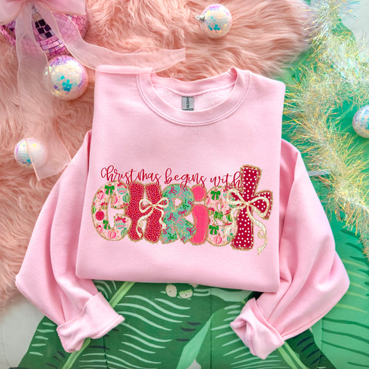 Christmas Bow Lace Christ