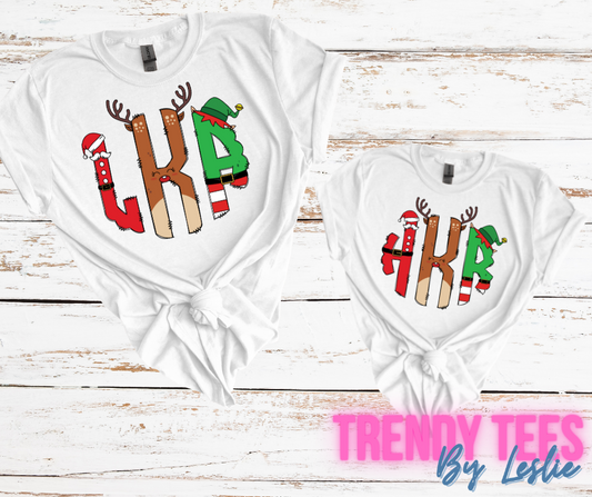 Christmas Monogram - Santa Reindeer & Elf