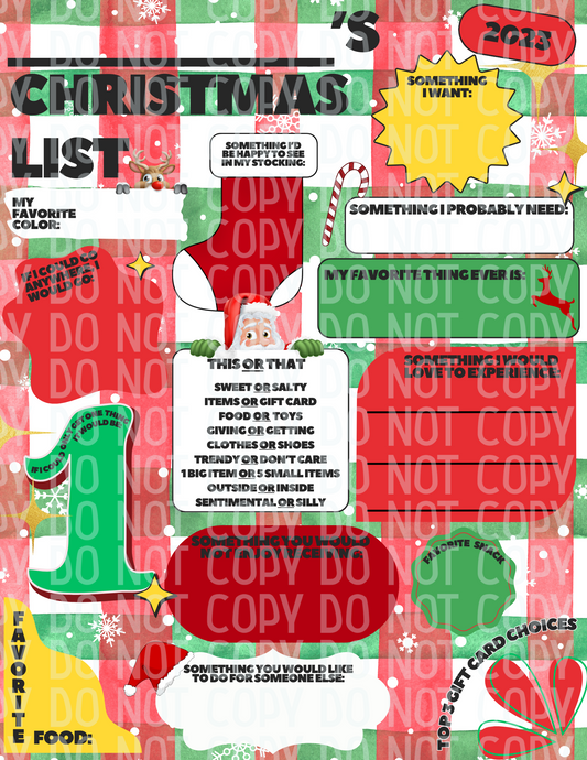 Printable Christmas List 2023