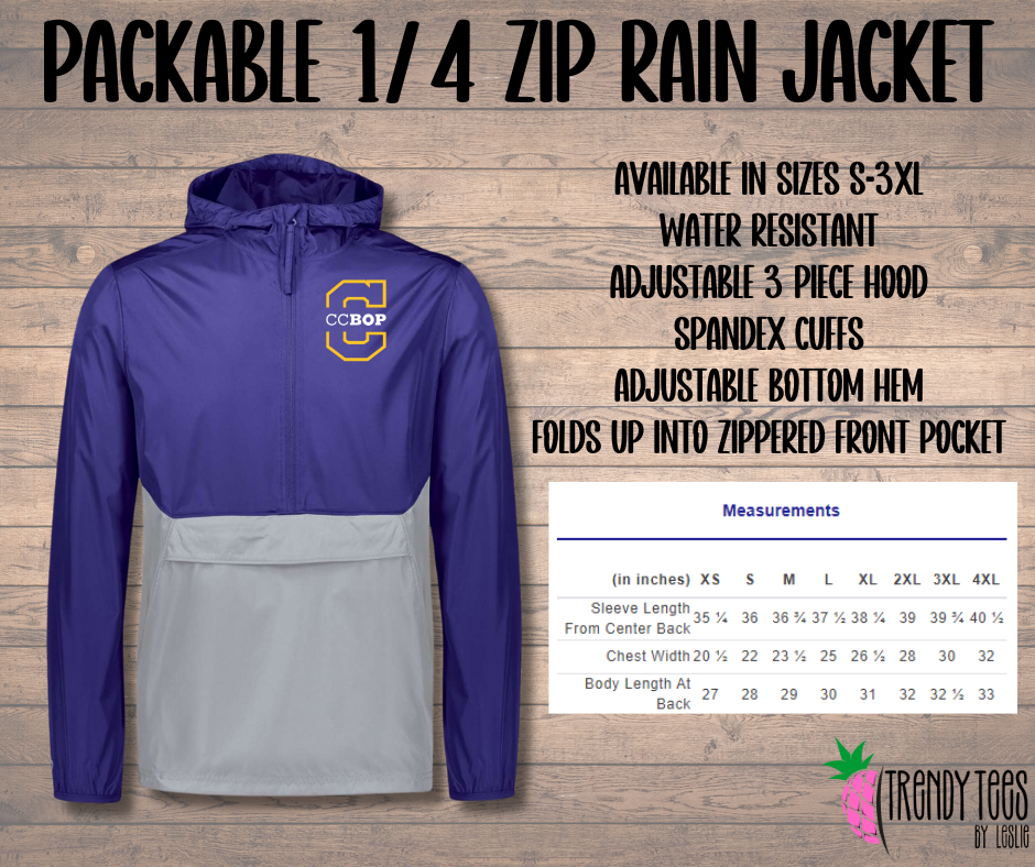 Packable 1/4 Zip Rain Jacket - CCBOP or CC