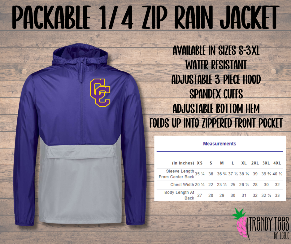 Packable 1/4 Zip Rain Jacket - CCBOP or CC