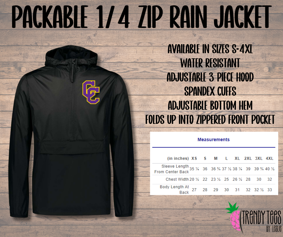 Packable 1/4 Zip Rain Jacket - CCBOP or CC