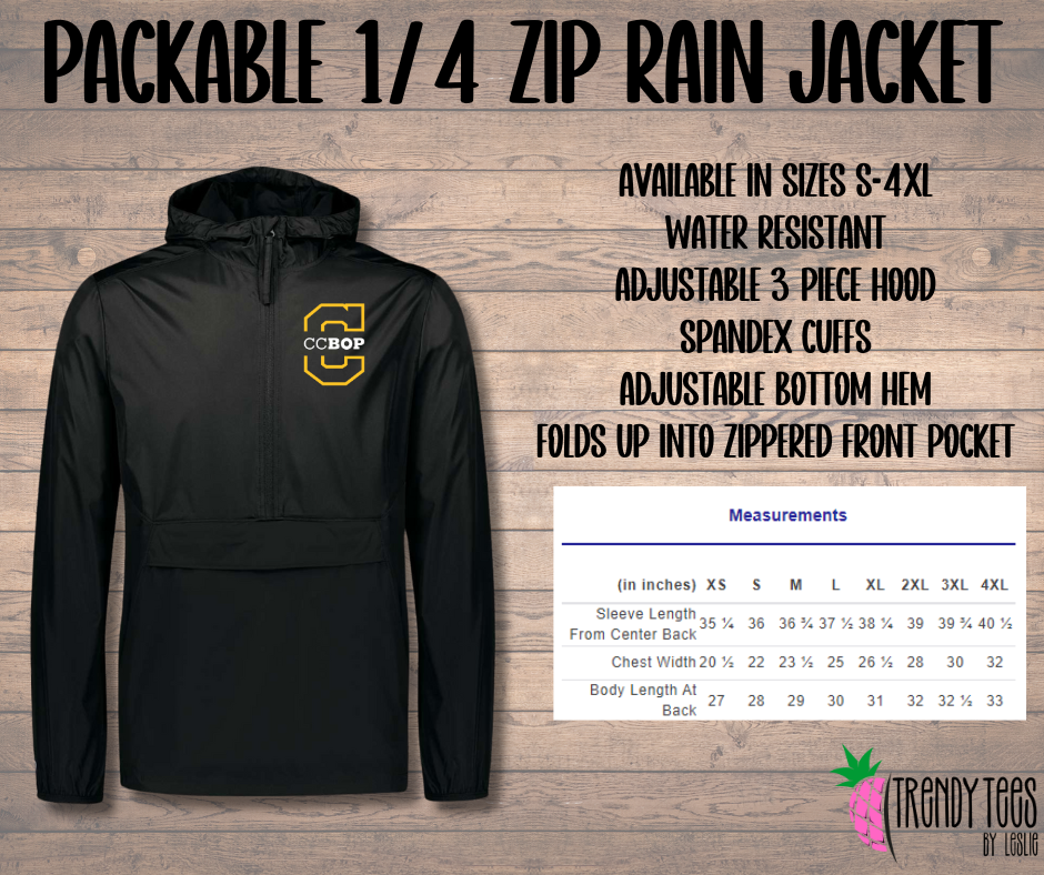 Packable 1/4 Zip Rain Jacket - CCBOP or CC