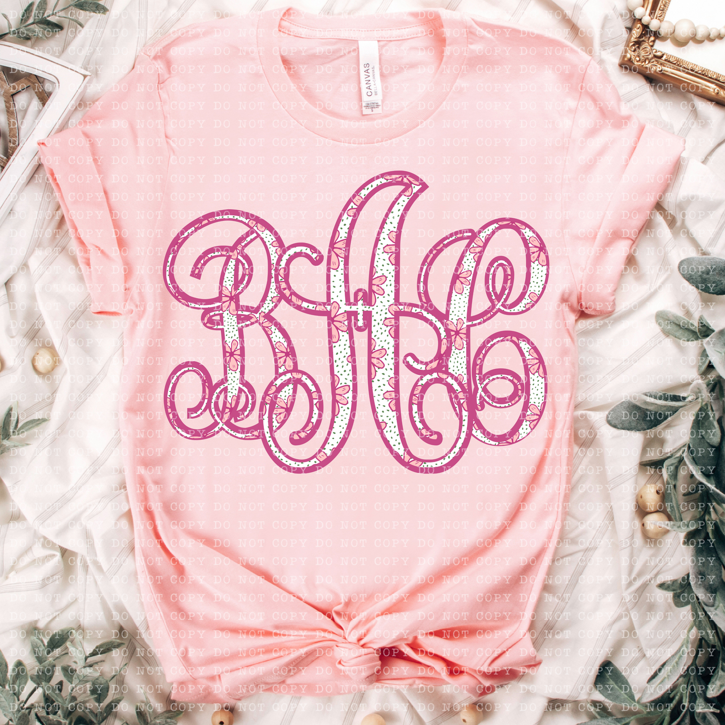 Pink Floral Monogram