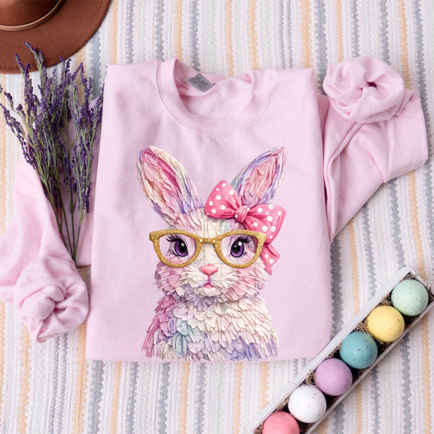 Girl Bunny with Bow & Glasses – Easter DTF Transfer