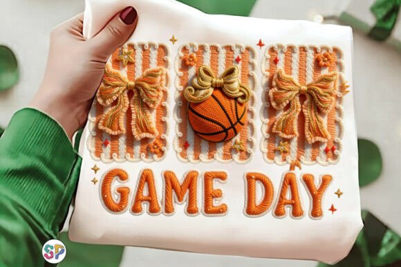 Preppy Game Day Basketball Faux Yarn Bow DTF Transfer