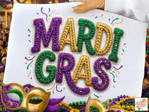 Mardi Gras Faux Yarn DTF Transfer