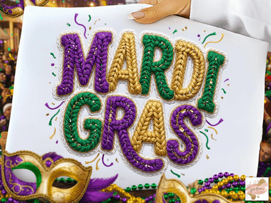 Mardi Gras Faux Yarn DTF Transfer