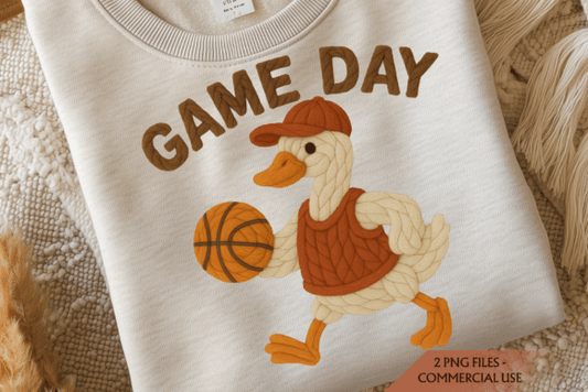 Faux Yarn Goose Basketball Game Day DTF Transfer