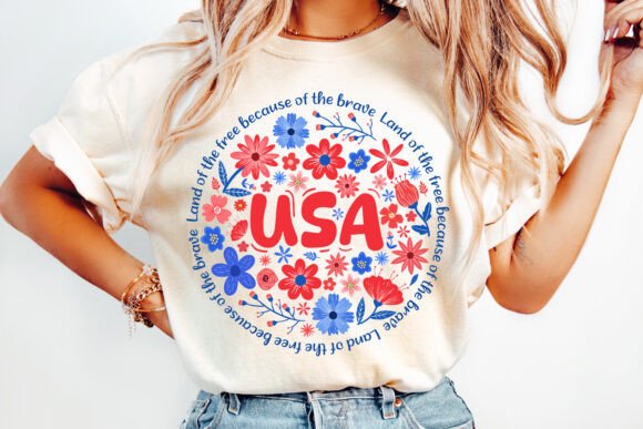 Land of the free because of the brave (floral USA)