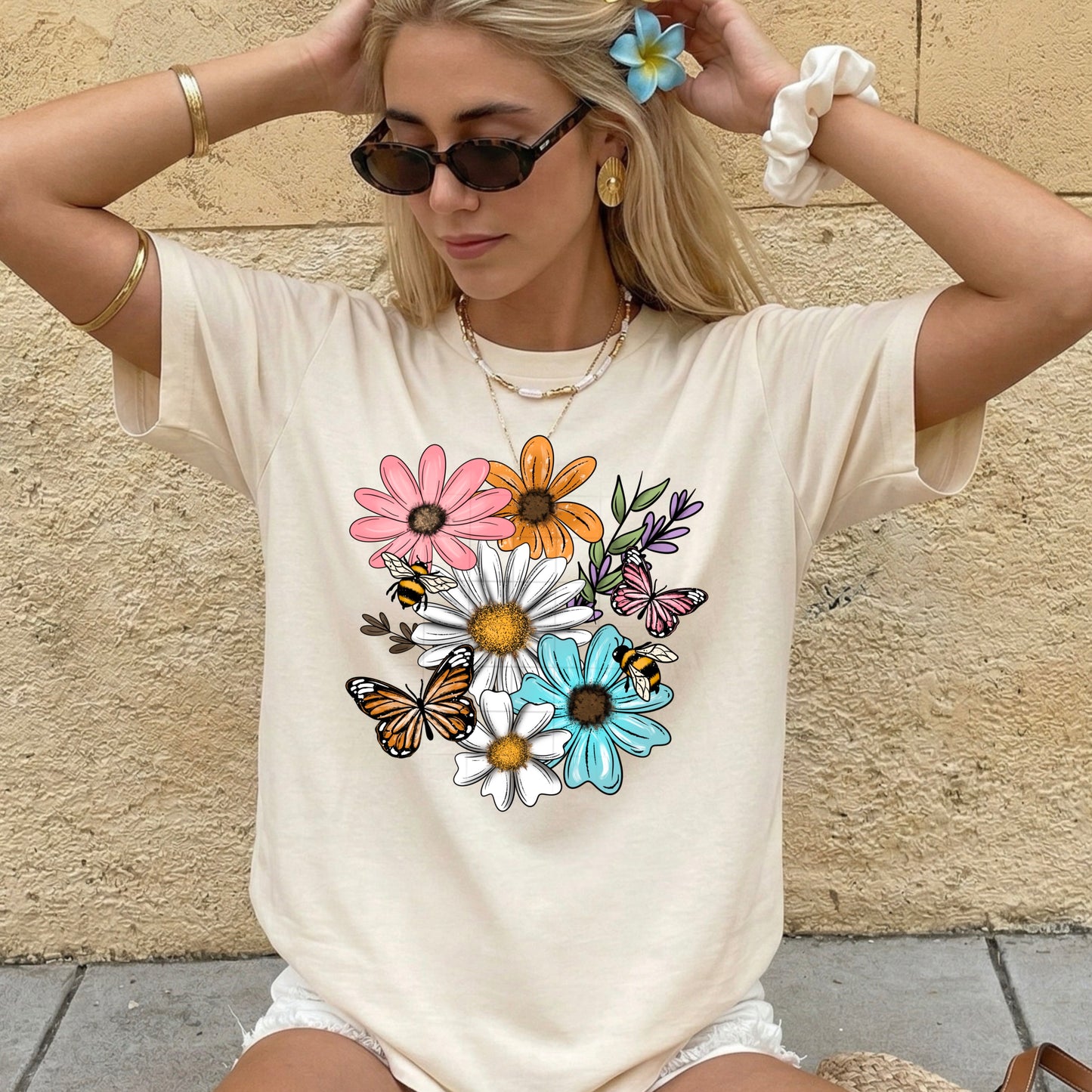 Floral Butterfly Bee DTF Transfer