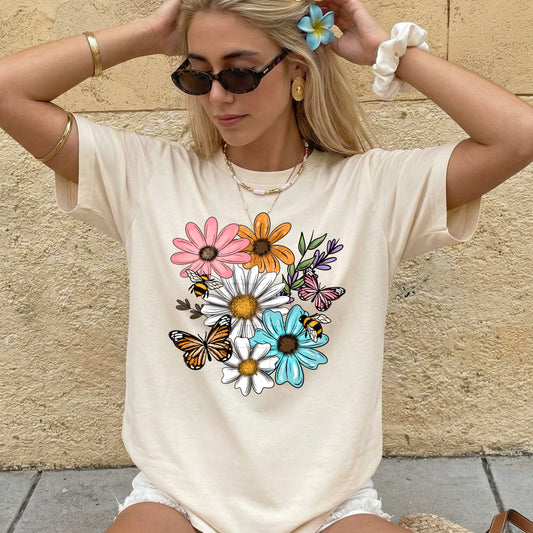 Floral Butterfly Bee DTF Transfer