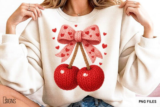 Valentine Cherry Bow DTF Transfer