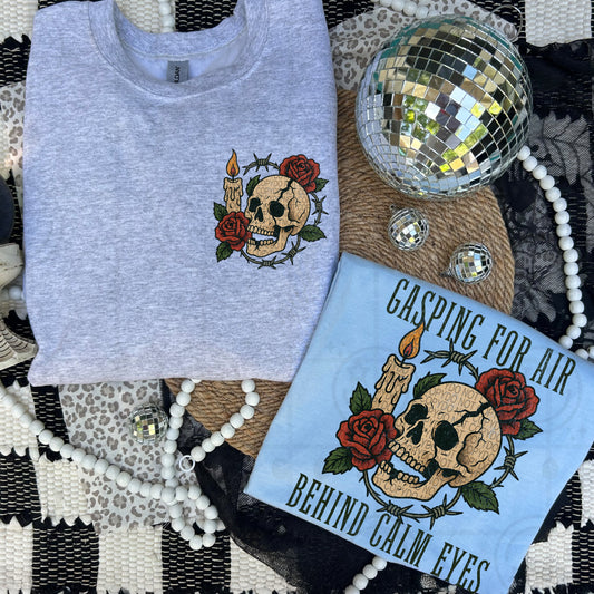 Gasping for air behind calm eyes (front)