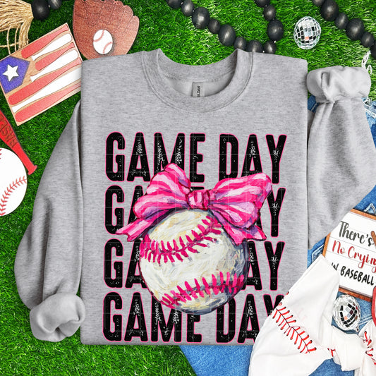 Game Day Baseball Bow – DTF Transfer