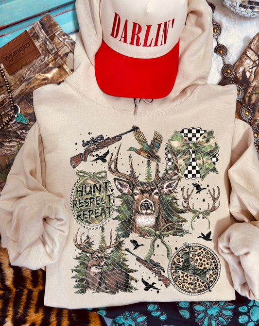 Hunt Respect Repeat Buck Hunting DTF Transfer