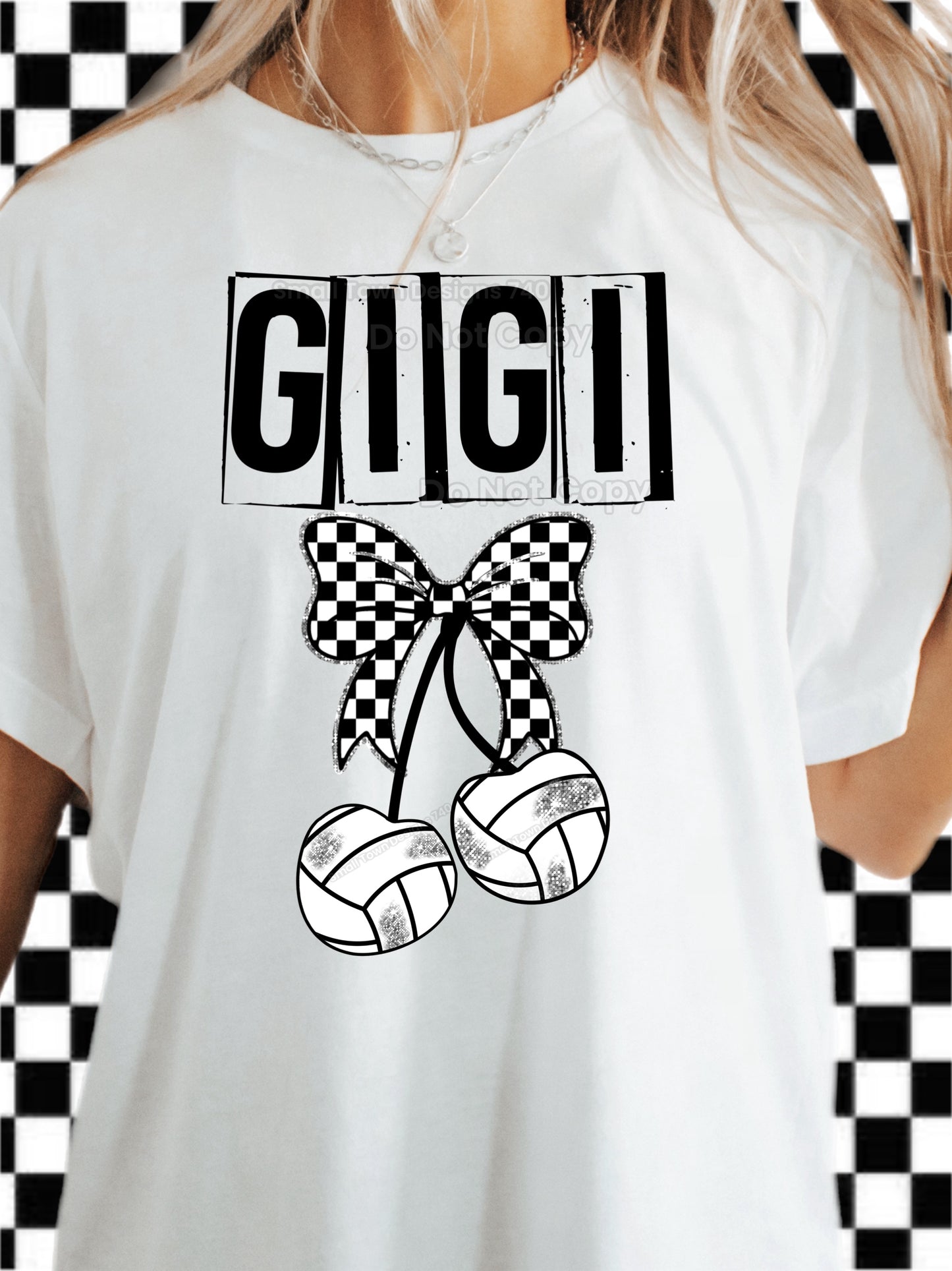Volleyball Checkered Bow Gigi