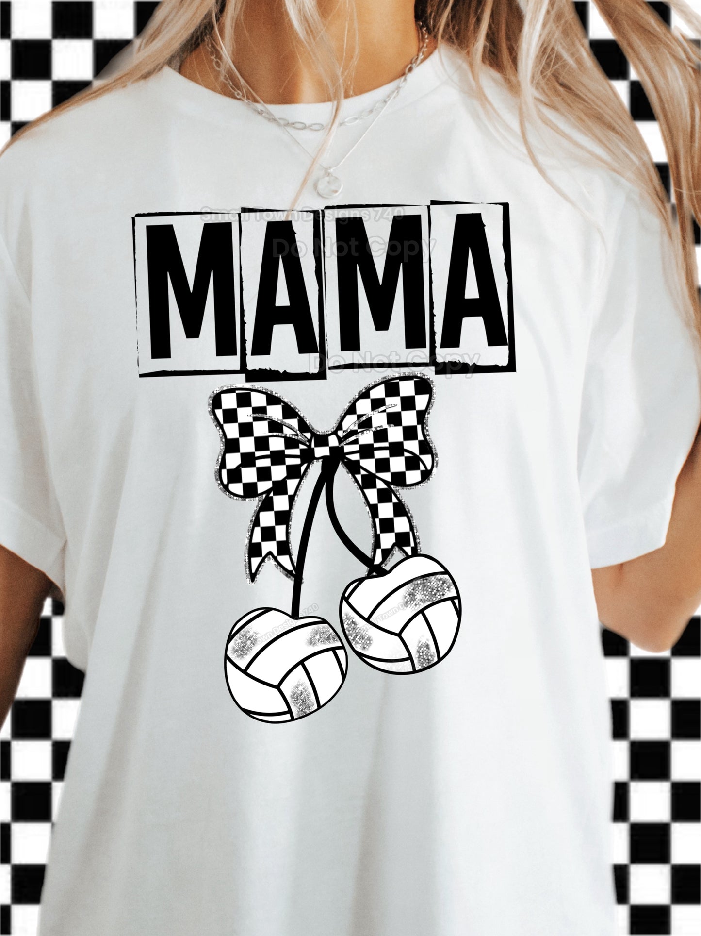 Volleyball Checkered Bow Mama