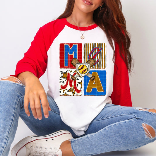 Softball Mama Patchwork DTF Transfer