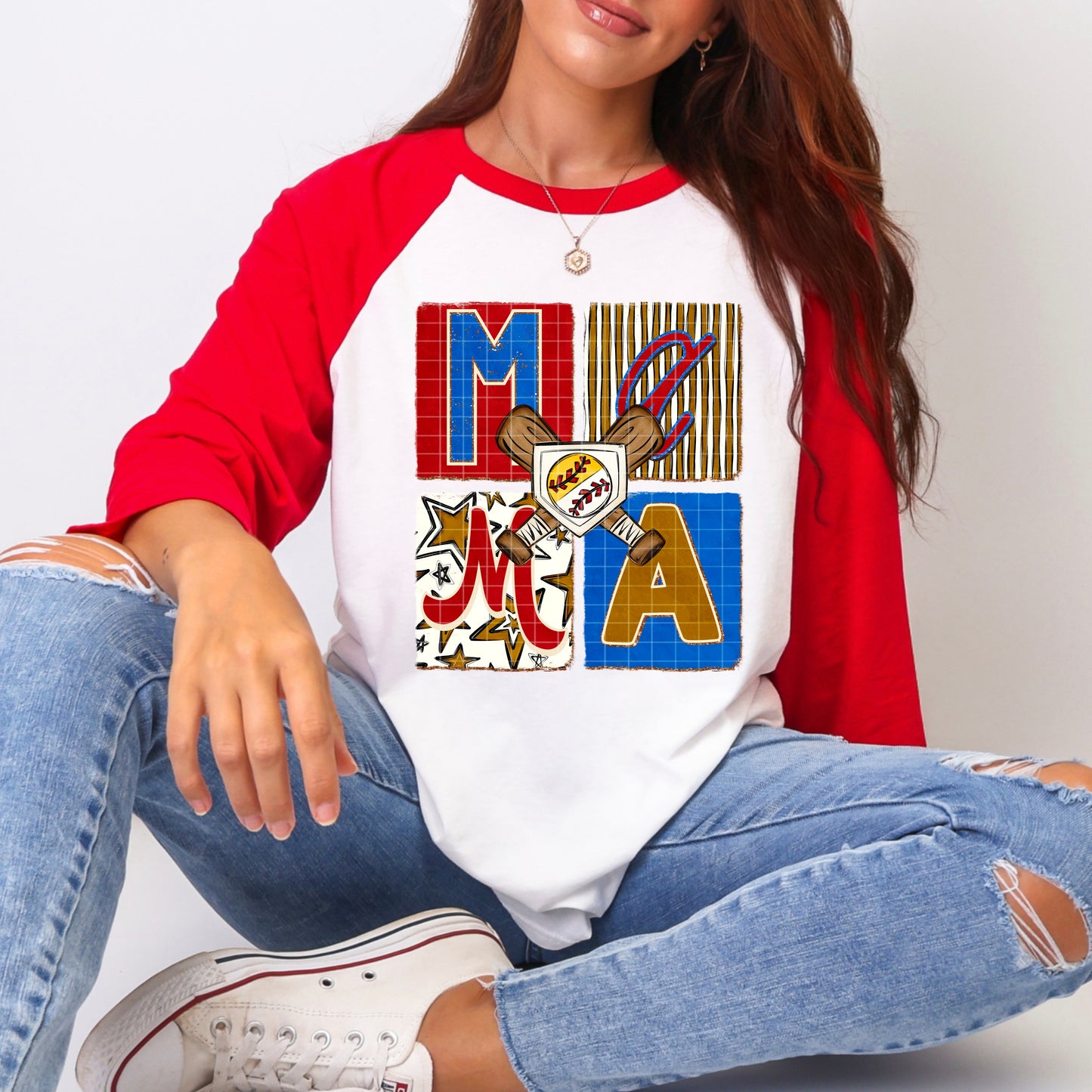 Baseball/Softball Mama Patchwork DTF Transfer