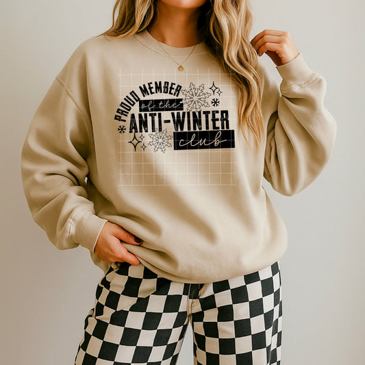 Proud Member of the Anti Winter Club Funny Winter DTF Transfer (black)