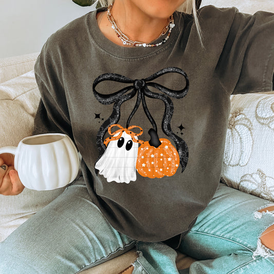 Ghost pumpkin bow