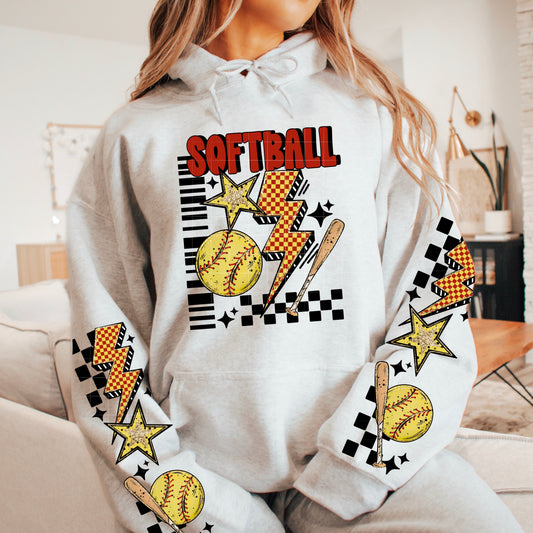 Softball Retro Graphic DTF Transfer (sleeves)