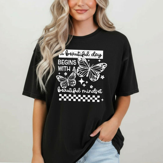 Beautiful Day Beautiful Mindset | Butterfly DTF Transfer (white)