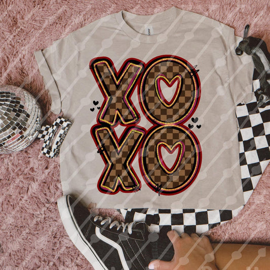 Brown Checkered XOXO