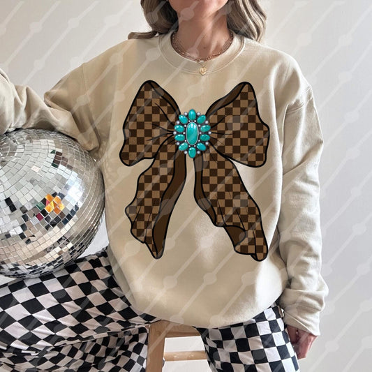 Brown Checkered Bow