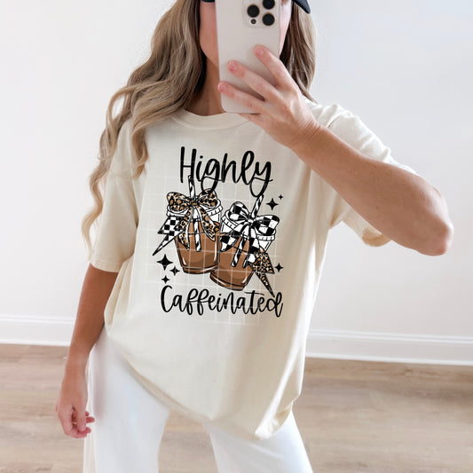 Highly Caffeinated Coffee Bow DTF Transfer (black)