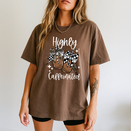 Highly Caffeinated Coffee Bow DTF Transfer (white)