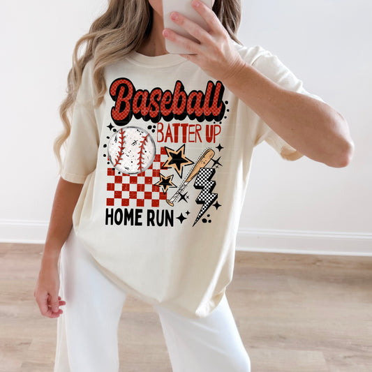 Baseball Batter Up Home Run DTF Transfer