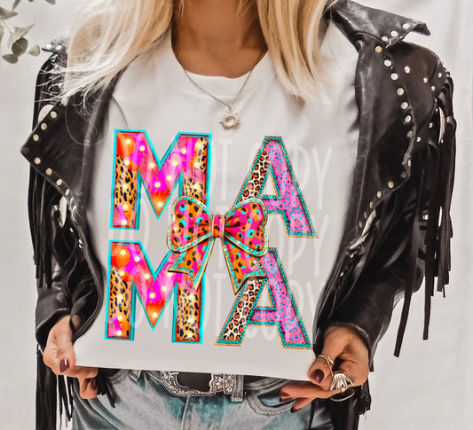 Mama animal print w/bow