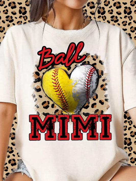 Baseball Softball Heart DTF Transfer (Mimi)
