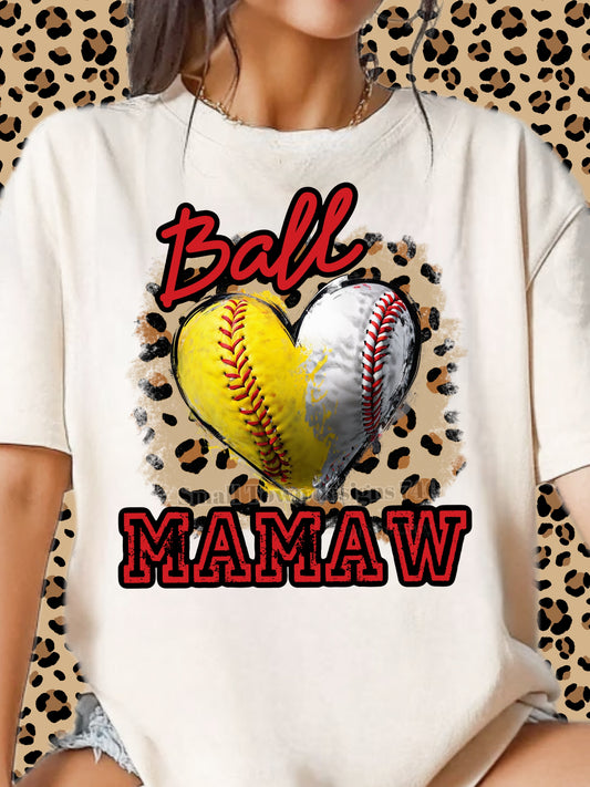 Baseball Softball Heart DTF Transfer (Mamaw)