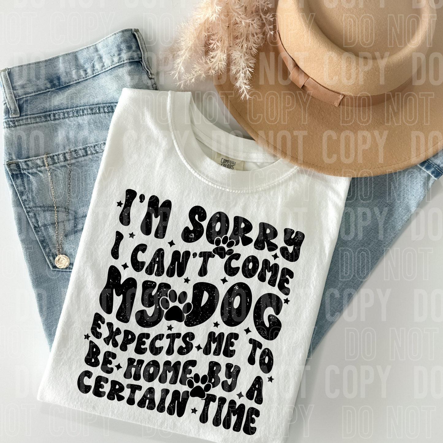 I'm sorry I can't come my dog expects me to be home by a certain time (black)