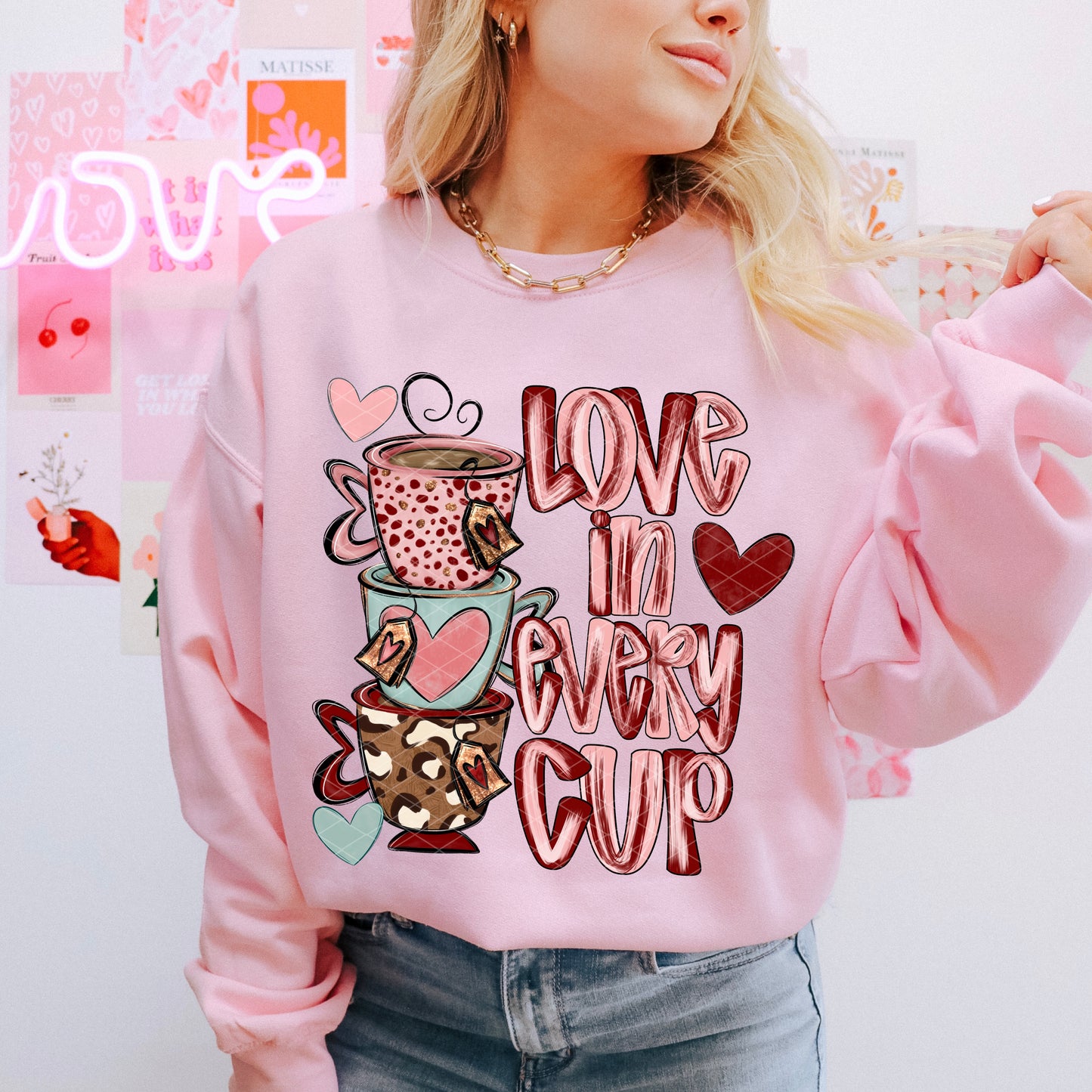 Love in Every Cup Coffee Valentine DTF Transfer